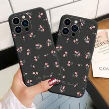 Funda de Teléfono con Patrón Floral de Pantalla Completa Compatible con Apple 16 Pro Cobertura Completa 15 Pro Max  14/12/11/13 a Prueba de Golpes - Negro - Ver 3