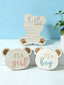 Conjunto de 3 placas de madeira com o nome do bebê "HELLO WORLD" para anúncio de nascimento, decoração de quarto de bebê para menino ou menina, decoração para chá de bebê, presentes para a família, presentes de Páscoa, lembrancinhas para meninas/meninos. - Pacote A - Ver 3