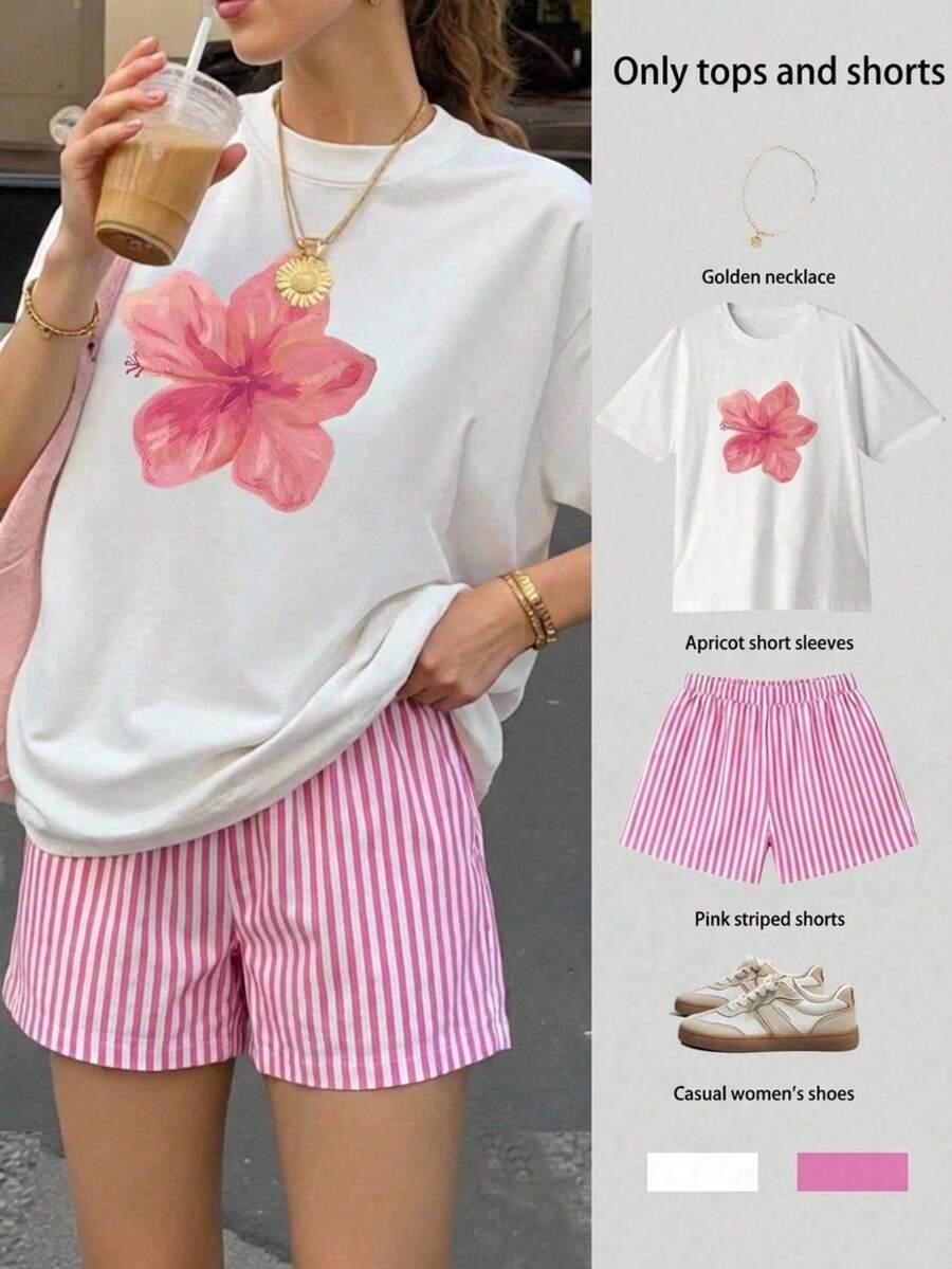 Women Blouses - White and Pink - View 1