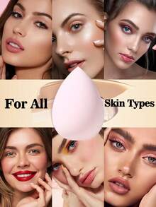 12件套精准化妆海绵及粉扑套装：4个多形状美妆蛋 + 8个细节三角粉扑 – 非常适合全脸底妆和定妆 - 粉色 - 查看 3