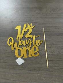 1 Phụ kiện trang trí tiệc sinh nhật cho bé 6 tháng tuổi, Đầu bánh hình "1/2 Way To One" màu vàng - Vàng - Xem 5