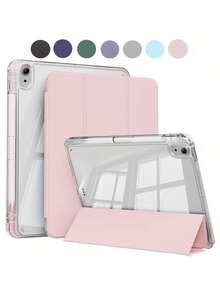 1个粉色透明亚克力背板保护壳，带笔槽，兼容iPad 5-10代/iPad Air 4-7代/iPad Pro 11英寸/12.9英寸及iPad Air 13英寸，支持自动休眠/唤醒，防刮擦，平板电脑配件 - 粉色 - 查看 12