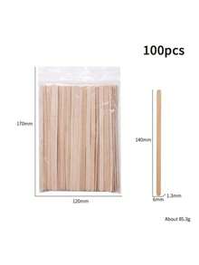 100支装木制脱毛棒 - 适用于身体、眉毛、唇部、鼻毛去除，令肌肤光滑，专业SPA及家庭使用（100支/包） - 米色 - 查看 7
