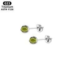 SENLANSP 2只时尚F136钛金合成锆石耳钉，三爪锆石珍珠植入级无螺纹穿刺饰品耳骨钉，适合婚礼、派对或作为礼物 - 耳環 - 查看 11