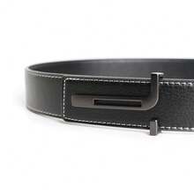 ECHAIN 1条男士经典金/银T型扣设计柔软PU皮革腰带，37毫米宽，情人节/父亲节礼物 - 彩色 - 查看 3