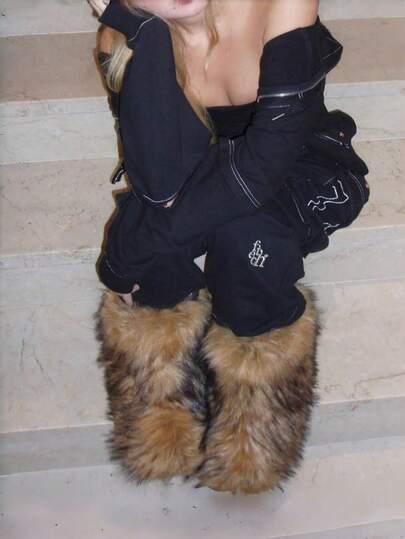 Women's Winter Furry Snow Boots For Women Fuzzy Fluffy Round Toe Suede Booties Flat Heel Slip On Outdoor Indoor Shoes EdgyElongate Fashion Warm Fluffy Christmas Shoes