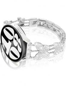 1条女士时尚金属蝴蝶表带，20mm/22mm，休闲表带，兼容三星Galaxy Watch3/45/6/7/8（41mm/45mm）/Galaxy Active2/Gear，兼容Amazfit GTR 2/3/4，时尚智能手表GT/GT2替换表带（42mm/46mm），兼容Amazfit GTS 2/2e/2mini/4 Mini，智能手表替换表带，送给朋友、家人的礼物，情人节礼物，生日礼物