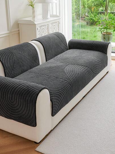 1PC Fashion Plush Flannel & Pattern Sofa Slipcover - Thick, Soft Polyester Velvet, Bohemian Style, All-Season, Washable,Pet-Friendly, Machine Washable Sofa Pad Protector For Sofa, Living Rooms, Bedrooms, Offices