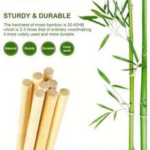 5pcs Round Wooden Bamboo Sticks, Handmade DIY Craft Materials, Woodworking Supplies - Wood Color - View 8