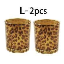 1个复古豹纹烛台，空杯，浪漫烛光晚餐装饰，香薰蜡烛杯，桌面摆件，节日派对用品，送给家人和朋友的礼物 - 彩色 - 查看 14