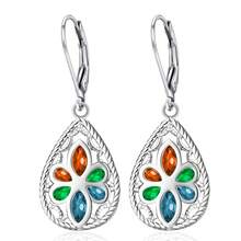 1 pièce Boucles d'oreilles mode en argent 925 avec pierre de zircone cubique, fleur et motif géométrique coloré de style gothique floral. Convient pour le quotidien, les fêtes, les vacances, en cadeau pour soi, la famille et les amis - Argent - Voir 8
