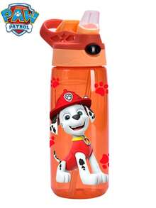 Paw Patrol 1个“成就伟业”可爱卡通图案儿童水瓶，20盎司，带提手和硅胶吸管，防漏盖，4种颜色可选，适合返校、工作、户外运动、旅行、生日、感恩节、毕业、情人节等场合作为礼物 - 彩色 - 查看 4