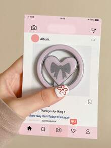 1pc Glitter Wing Folding Stand, Premium Metal Heart Shaped Magsafe Magnetic Phone Holder, Cute Magnetic Phone Stand, Portable Cartoon Phone Folding Stand - Multicolor - View 5