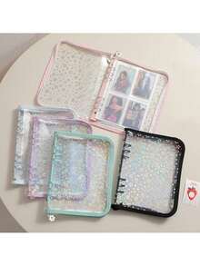 A5 Full Zip Budget Planner Wallet, PVC Clear Loose-Leaf Cover, 3" Photo/Card Holder Album - Multicolor - View 9