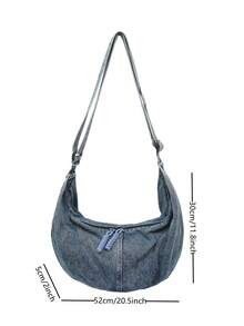 peach tree 1 chiếc túi đeo vai hình lưỡi liềm họa tiết cây đào, kiểu dáng tối giản thời trang, màu trơn, dung tích lớn, dây đeo có thể điều chỉnh, nhiều ngăn, phong cách cổ điển, giản dị, nhẹ, túi đeo chéo hình lưỡi liềm bằng nylon đã qua xử lý chống mối mọt, thích hợp cho ngày Valentine. - Màu xanh nhạt - Xem 3