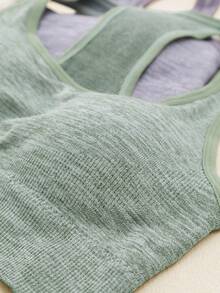 5 件套无缝运动背心，舒适纯色女士胸罩