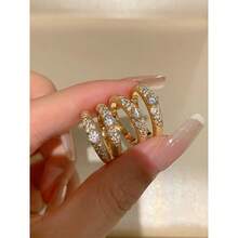 A French-Style Light Luxury Brushed Diamond Ring Fashionable High-End Vintage Court Style Elegant Versatile Niche Ring - 黃金色 - 查看 7
