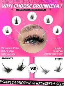 GROINNEYA 138Pcs Spiky DIY Lashes Large Capacity Individual Lashes Thick Fluffy Lash Clusters Soft Band Cluster Lashes Criss-Cross Luxury Eyelash Extension,Thick Individual Section Pure Wild Makeup DIY At Homelash Clusters,For Daily, Party - C - View 6