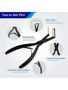 1 Set Stainless Steel Sealing Pliers, Flat Hair Extension Tools, Human Hair Extension Styling Clamp Tools, Adhesive Tape Clamp, Black ,Hair Styling Kit ,Hair Tool - Black - View 2