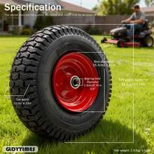 GLDYTIMES 13x5.00-6 无内胎轮胎带轮毂，13x5-6 无内胎草坪拖拉机轮毂，带 3-6 英寸偏置轮毂和 3/4 英寸或 5/8 英寸衬套，防刺穿轮胎，橡胶含量高达 40% - 黑色 - 查看 2