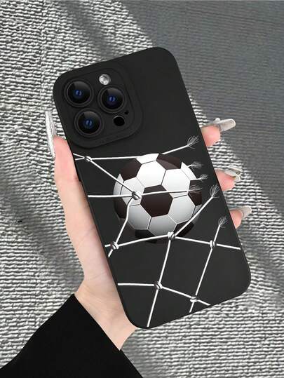 Fashionable, Popular, Personalized, Soccer Ball & Goal Net Pattern Design Theme Luxury Shockproof Aesthetic Cute Phone Case, Lens Protrusion Protection, Compatible With IPhone 17/17Pro/17Pro Max, 16, 15, 14, 13, 12, 11 Plus/Pro Max And Series, And Compatible With For Galaxy S/A Series, Gift For Easter Day, Christmas Halloween Decoration/Gift For Birthday, Girlfriend, Boyfriend, Friend Or Yourself.