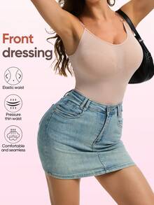 3pcs Women's Seamless Body Shapers - Wide Shoulder Corset Adjustable Straps Tummy Control Butt Lift Snap Crotch Daily Wear Suit - Màu hỗn hợp A - Xem 8