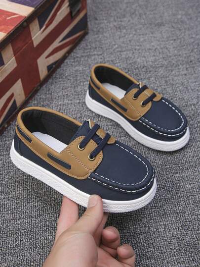 1 Pair Classic Stitching Slip-On Loafers For Teens & Kids, Breathable Non-Slip Soft Sole Comfortable Casual Shoes, Suitable For School And Daily Wear, Blue Leisure Children Shoes