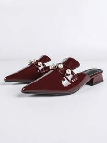 Giày sandal cao gót mũi nhọn kiểu dáng slip-on dành cho nữ, thoải mái cho các bữa tiệc và buổi tối. - Màu Đỏ Sâu - Xem 6