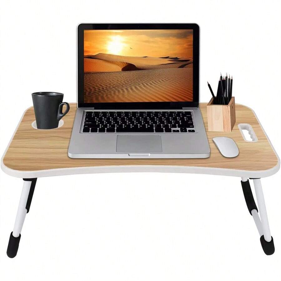 23 X 15 In Foldable Lap Desk,Sofa & Bed Table For Laptop Include IPad Slot And Cup Holder - wood - 查看 1