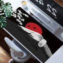 1PC Mount Red Sun & Sakura Desk Mat, Fashion Design Extended Mouse Pad For Office & Gaming, Aesthetic Desktop Protection Pad, Washable Rubber Pad Non-Slip Lock Edge Multi-Size Mouse Pad Suitable For Home Office, Good Gift For Family And Friends - Color - View 5