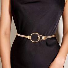 Casual Zinc Alloy Women's Simple Double Ring Elastic Adjustable Waist Belt, Versatile For Dresses, Sweaters, Coats, Daily Wear - Multicolor - View 6