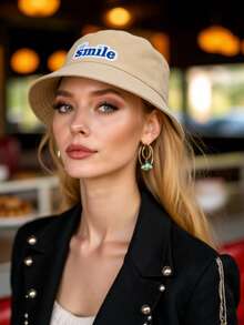 1 Piece The Letter "Smile" Bucket Hat For Women Fisherman's Hats Sunscreen Windproof And Warm Suitable For Daily - Multicolor - View 4