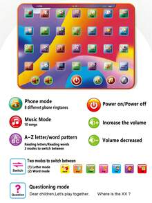 Children's Multilingual English Simulation Tablet Early Education Learning Machine, Phonics Training Music Reading Machine, Children's Educational Toy - 002 Tablet - View 6