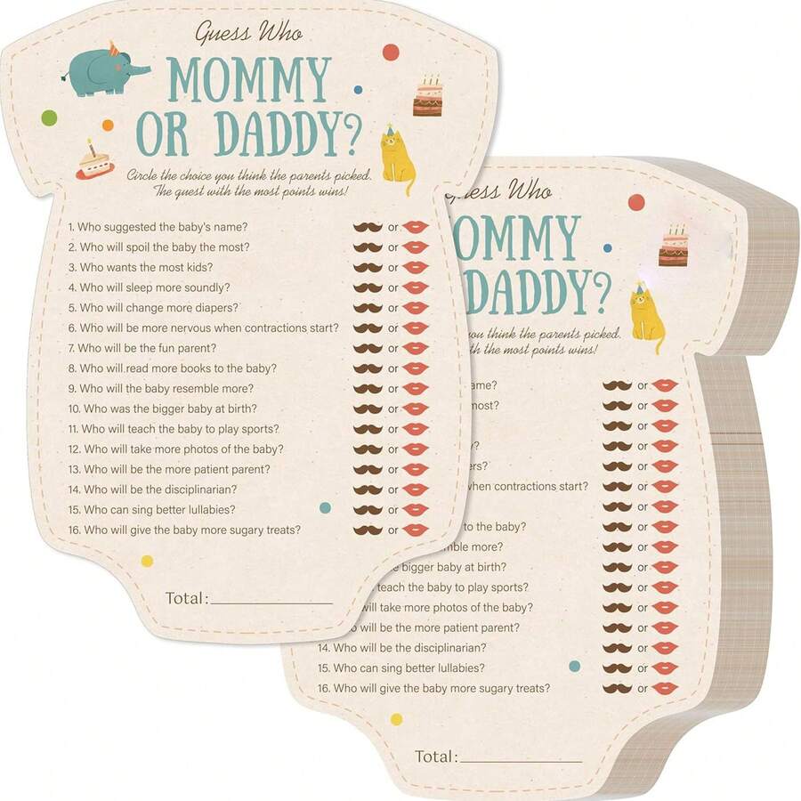 10/30 Pcs Baby Shower Games, Who Mommy Or Daddy Game Cards Fun Baby Shower Party Supplies-Gender Neutral For Girls Or Boys - Multicolor - View 1