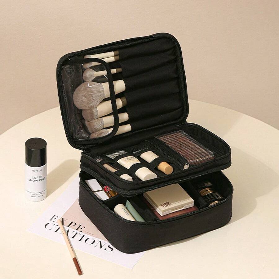 Large Capacity Makeup Bag Portable Travel Cosmetics Organizer - màu đen - Xem 1