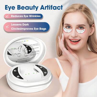 Hailicare Dispositivo de belleza de luz roja para los ojos, dispositivo de masaje de ojos, promueve la absorción de esencia, portátil y con batería de larga duración, regalo perfecto para niñas