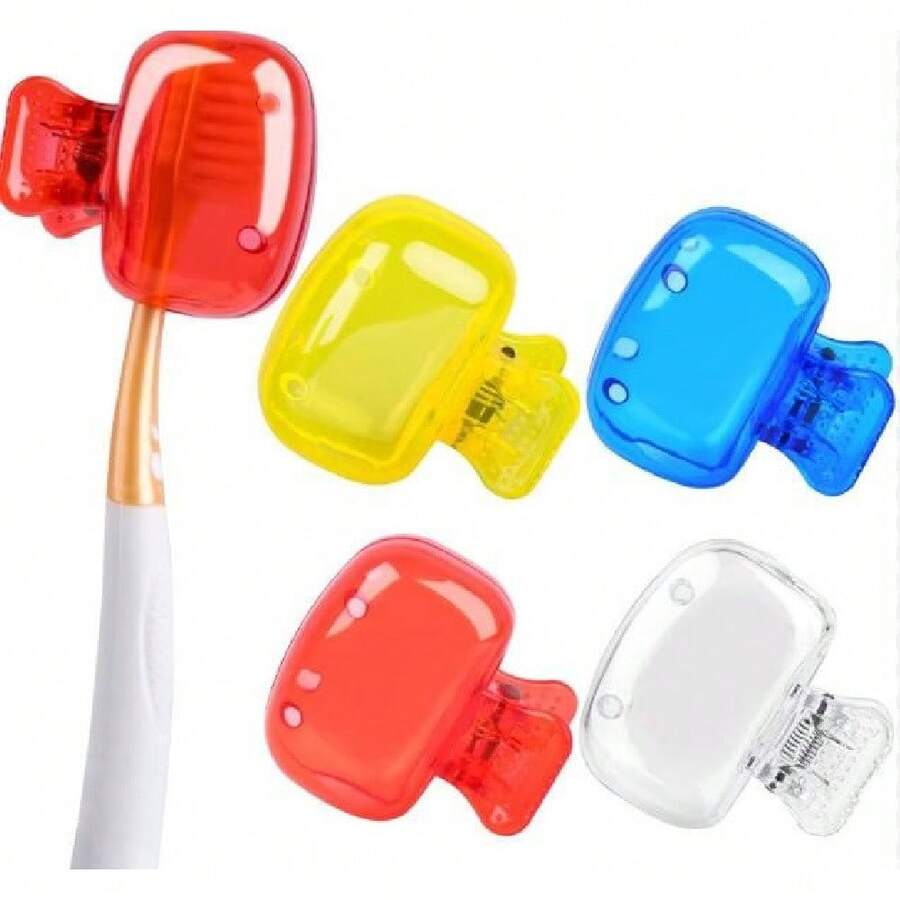 4-Pack Portable Plastic Toothbrush Head Cover Clip Dustproof Head Protector Cap, Travel Toothbrush Head Cover Toothbrush Protector Cap Brush Box Protector Reusable Plastic Toothbrush Clip Storage Card Cover Cap Head Protector Portable Plastic Clip Suitable For Family Travel, School, Bathroom, Camping, Business (Green, Blue, Clear, Pink) - Multicolor - View 1