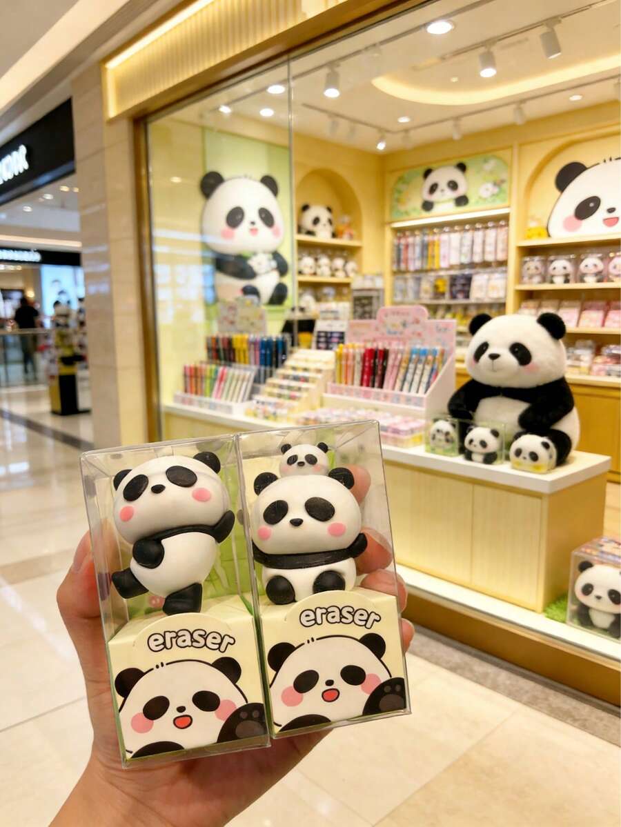 Creative Cartoon Panda Shaped Erasers, Convenient For Correction, Personalized Lightweight And Portable, 3D Design, Random Delivery - one-size - View 1