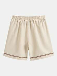 Bộ đồ nam cỡ lớn dáng rộng, áo sơ mi ngắn tay cài cúc và quần short, set 2 mảnh, trang phục đi biển thời trang thoải mái. - Màu be - Xem 6