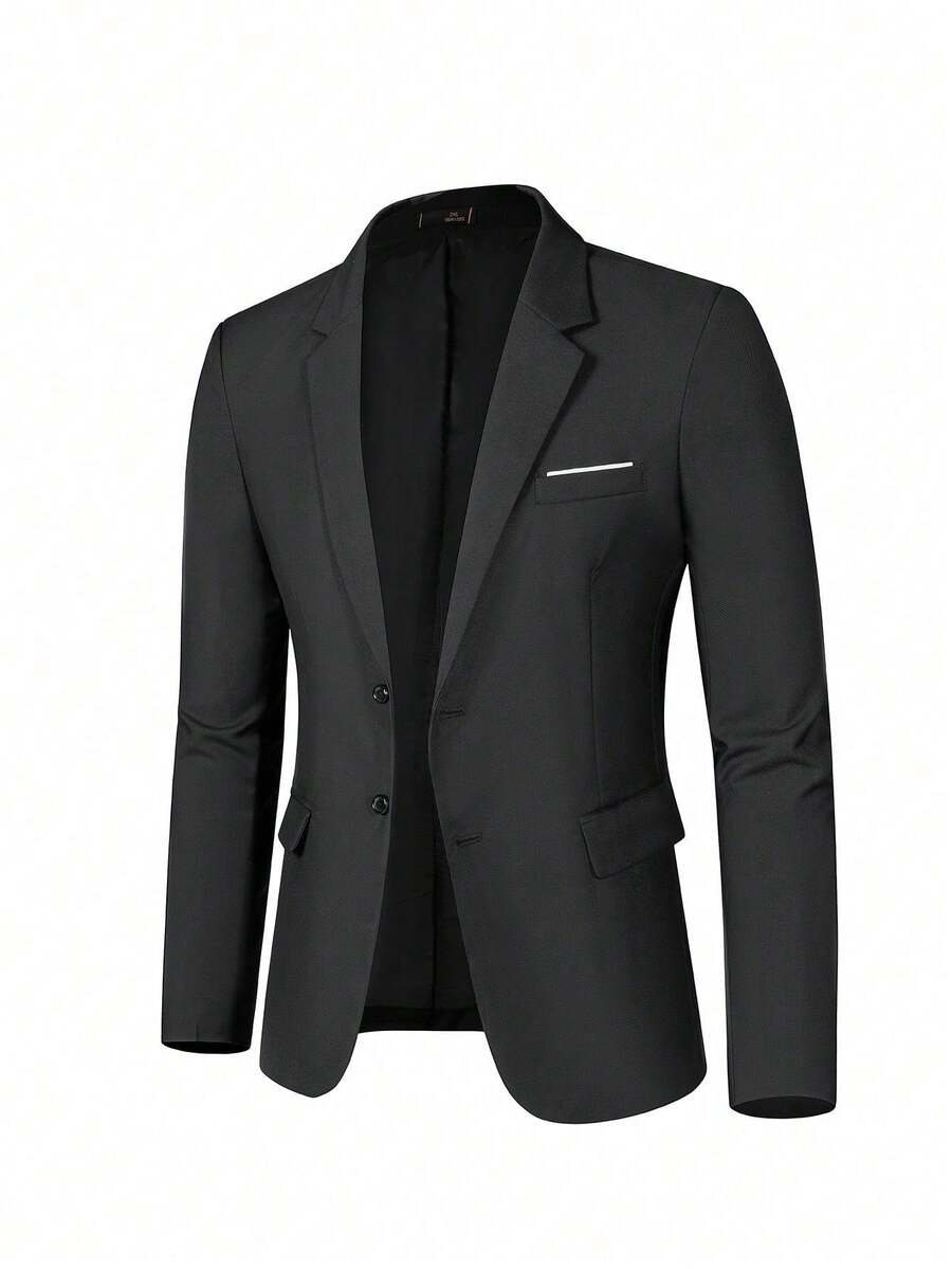 男士欧式正式黑色西装外套，适合伴郎、新郎、婚礼、商务及正式场合穿着，是一款西装大衣。 - 黑色 - 查看 1