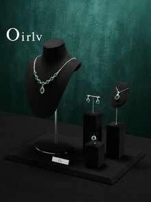Oirlv 1 pieza Soporte de exhibición de joyas con cuello en posición vertical para exhibir anillos, aretes y collares, soporte de exhibición de joyas para mostrador de cocina, soporte de joyas de alta gama - Negro - Ver 9