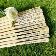 Customized Wedding Hand Fan, Personalized Wedding Gift Fans, Wholesale Engraved Bride Party Favors, Handmade Romantic Wedding Fans, Bridesmaid Gifts - 彩色 - 查看 7