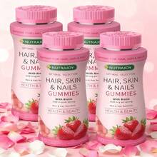 4Pcs Optimal Selection Hair, Skin And Nails Pectin Gummies, 2500 Mcg Biotin Per Serving, Vegetarian Formula, Strawberry Flavor,80 Count, 40 Total Servings - 4 bottles - 查看 1