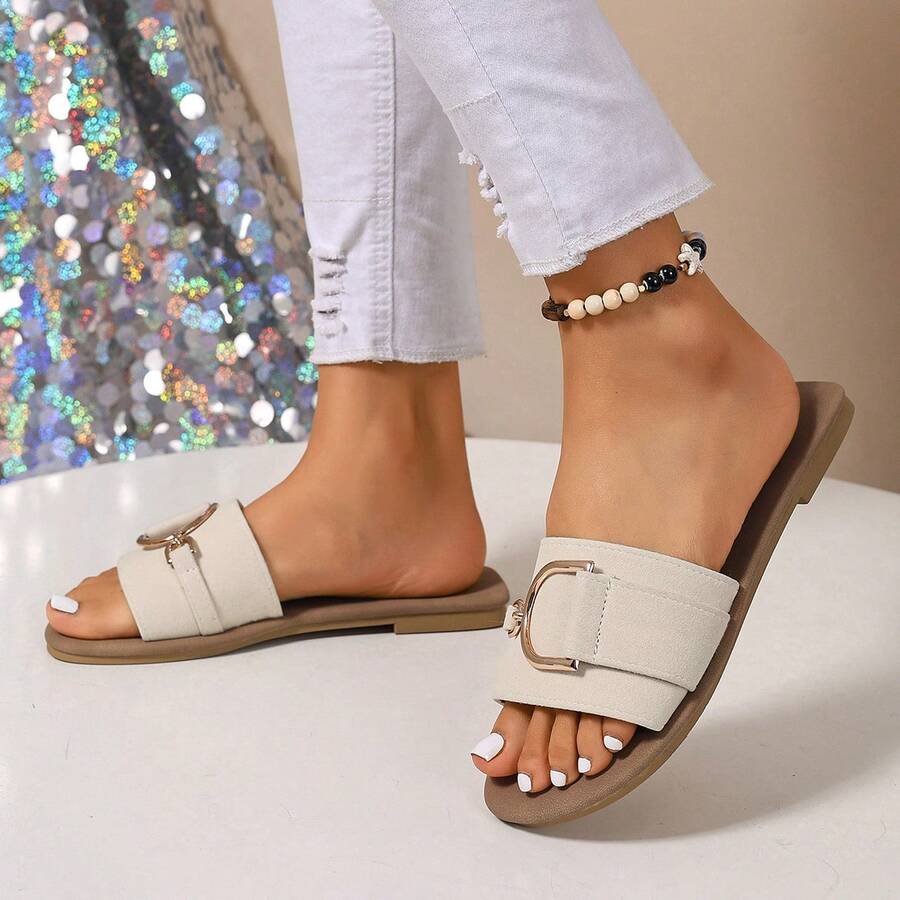 Teens' Summer Flat Casual Fashion Simple Lightweight Comfortable Soft Open Toe Slippers Sandals Beach Shoes - White - View 1