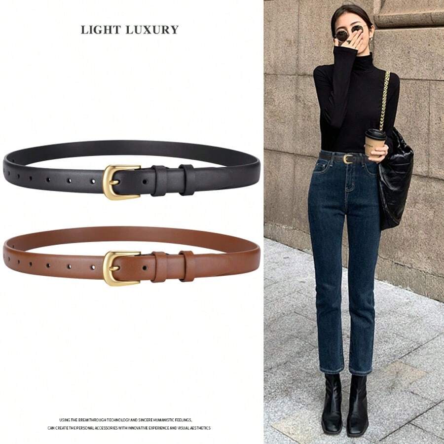 1pc Women's High-Quality PU Casual Fashion Versatile Belt, Suitable For Daily Casual, Business, Dining, Dating, Pairing With Jeans, Casual Pants - Coffee - View 1
