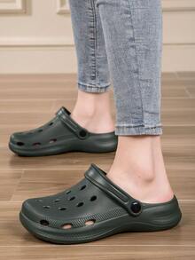 Zuecos transpirables unisex, adecuados para todas las estaciones, ligeros, antideslizantes, silenciosos, multifuncionales para uso en interiores/exteriores - Verde militar - Ver 3