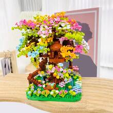 1345pcs Sakura Bonsai Building Blocks Set, Miniature Fairy Tale & Romance Theme Collection, ABS Plastic Architecture Model, Floral & Figurine Themed Toy, No Lighting - Multicolor - View 11