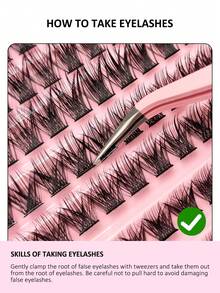 120PCS D Curl Thick Lash Clusters MIX8-16mm Wispy Natural Lashes DIY Clusters Individual False Eyelashes Kit With Brush, Beginner Friendliness, Simple To Wear, Used For Daily Makeup - D - View 6