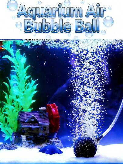 1pc High-Efficiency Stone Bubble Air Diffuser (Spherical Air Stone) Suitable For Aquarium, Pond And Hydroponics System - Stone Oxygenation System With Bubble Aeration Function, Suitable For Fish, Low Maintenance Water Oxygenator