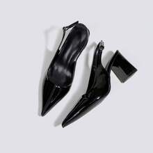 女士黑色高跟露趾鞋、派对高跟鞋、婚鞋、玛丽珍鞋、正式礼服鞋、尖头高跟凉鞋 - 黑色 - 查看 1